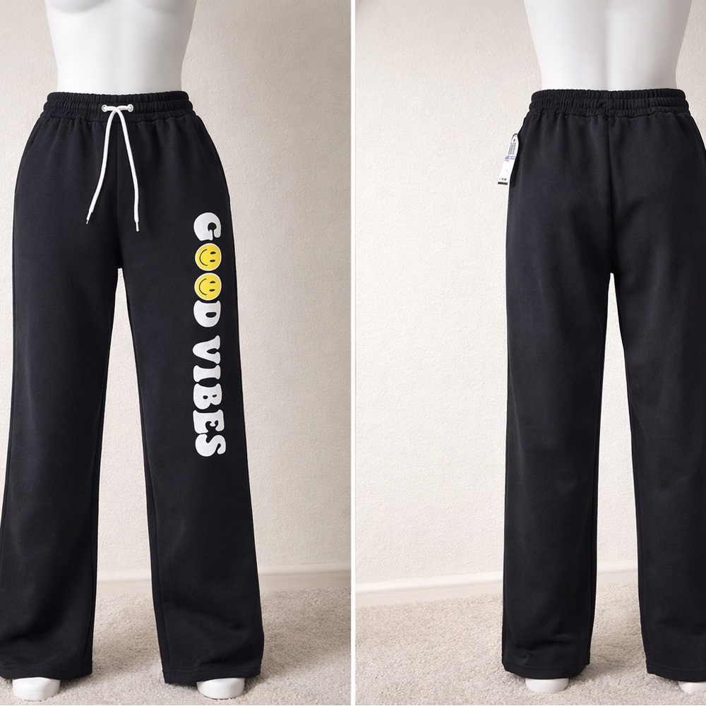 Ultra Flirt Black Joggers with Good Vibes Print